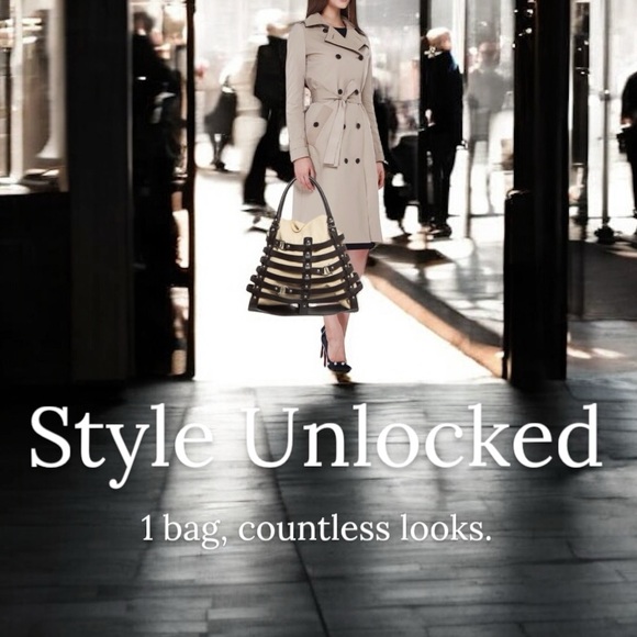 ETIENNE AIGNER DAMASCUS BELTED LEATHER TOTE WITH TWO FABRIC INSERTS - Picture 6 of 16